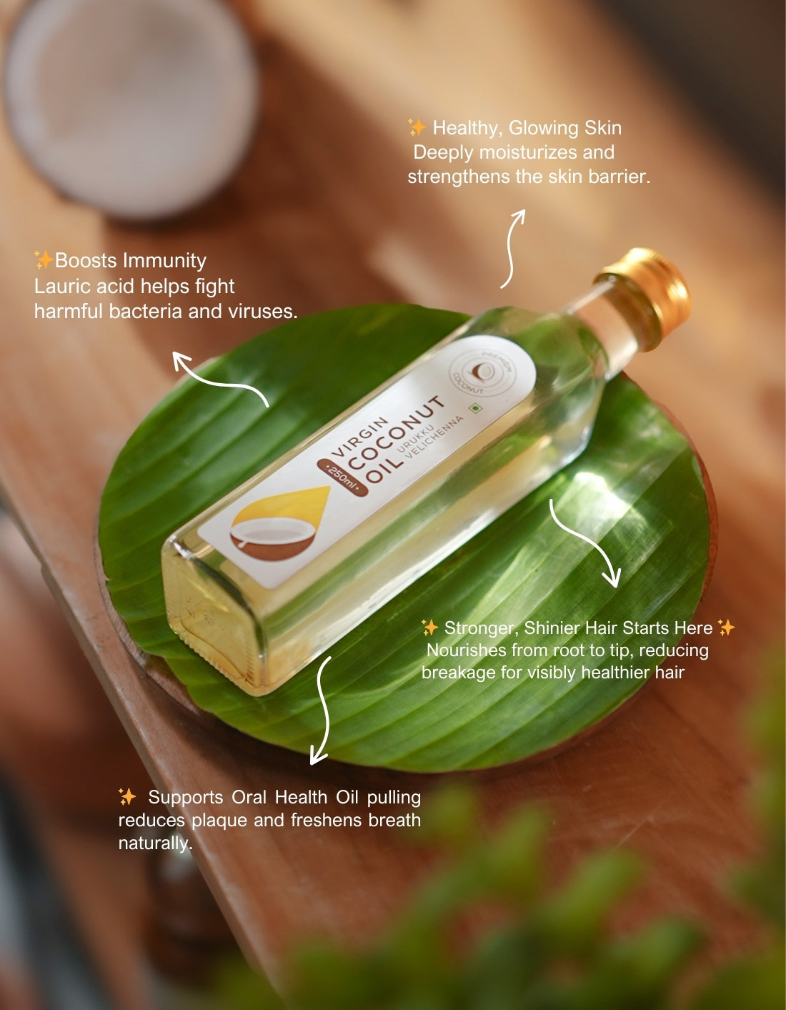 100% Pure & Homemade Virgin Coconut Oil - 250 ml