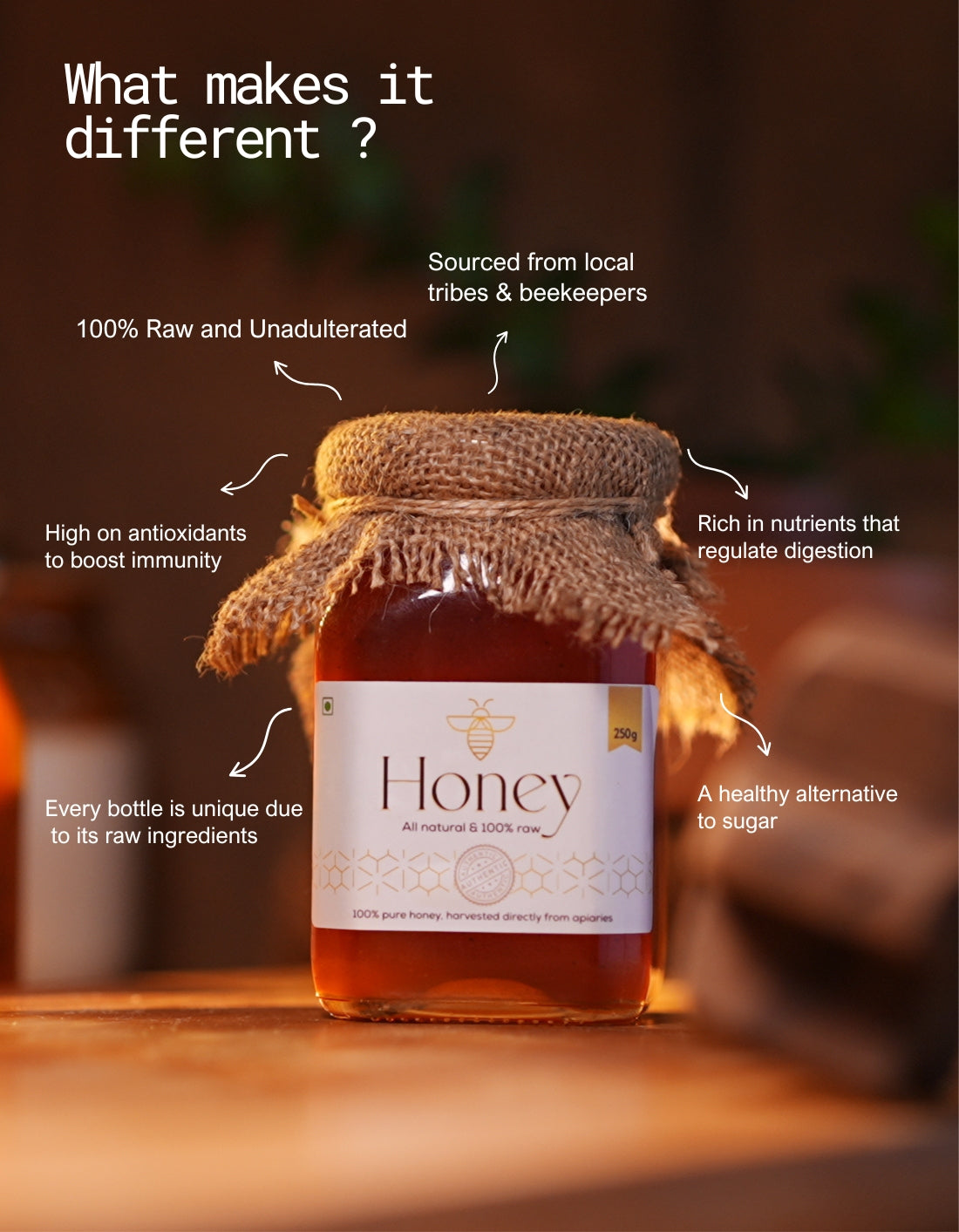 100% Natural Raw Honey | Pure & Unprocessed - 250g
