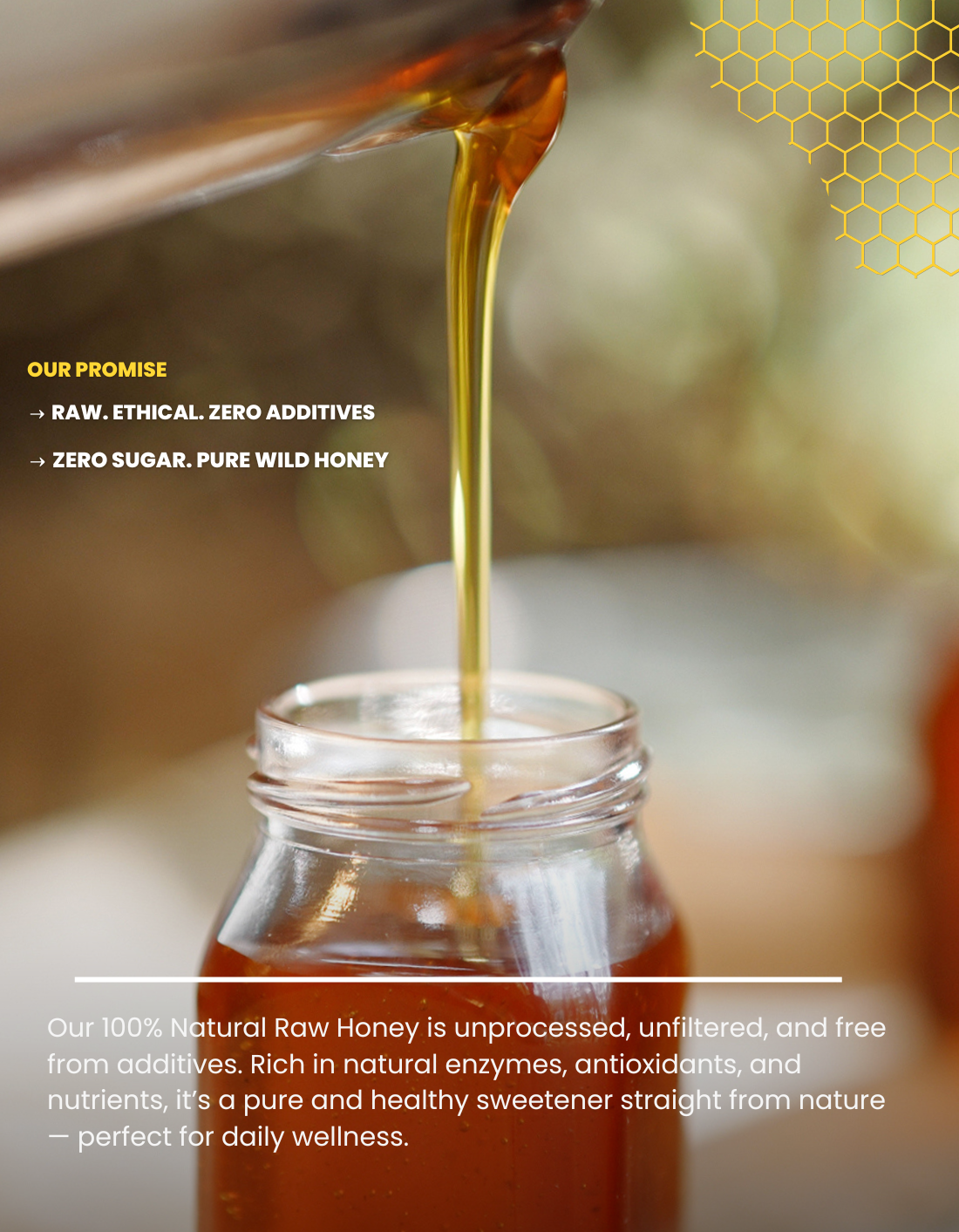 100% Natural Raw Honey | Pure & Unprocessed - 250g